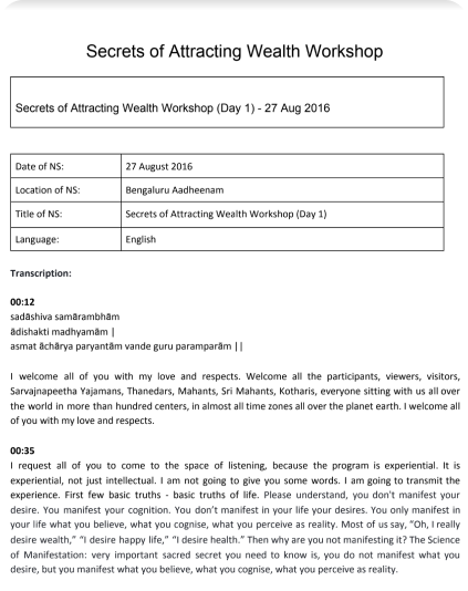 Manual - Secrets of Attracting Wealth Workshop